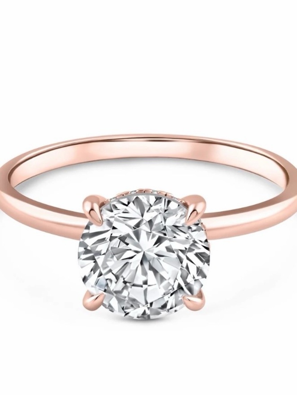 Rose Gold Solitaire Ring with Clear Round Crystal